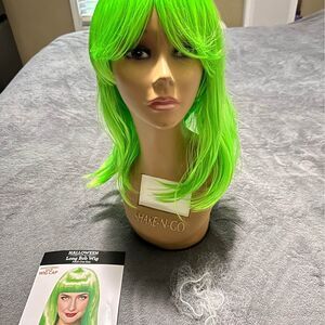 NEW Neon Green Long Bob Costume Wig